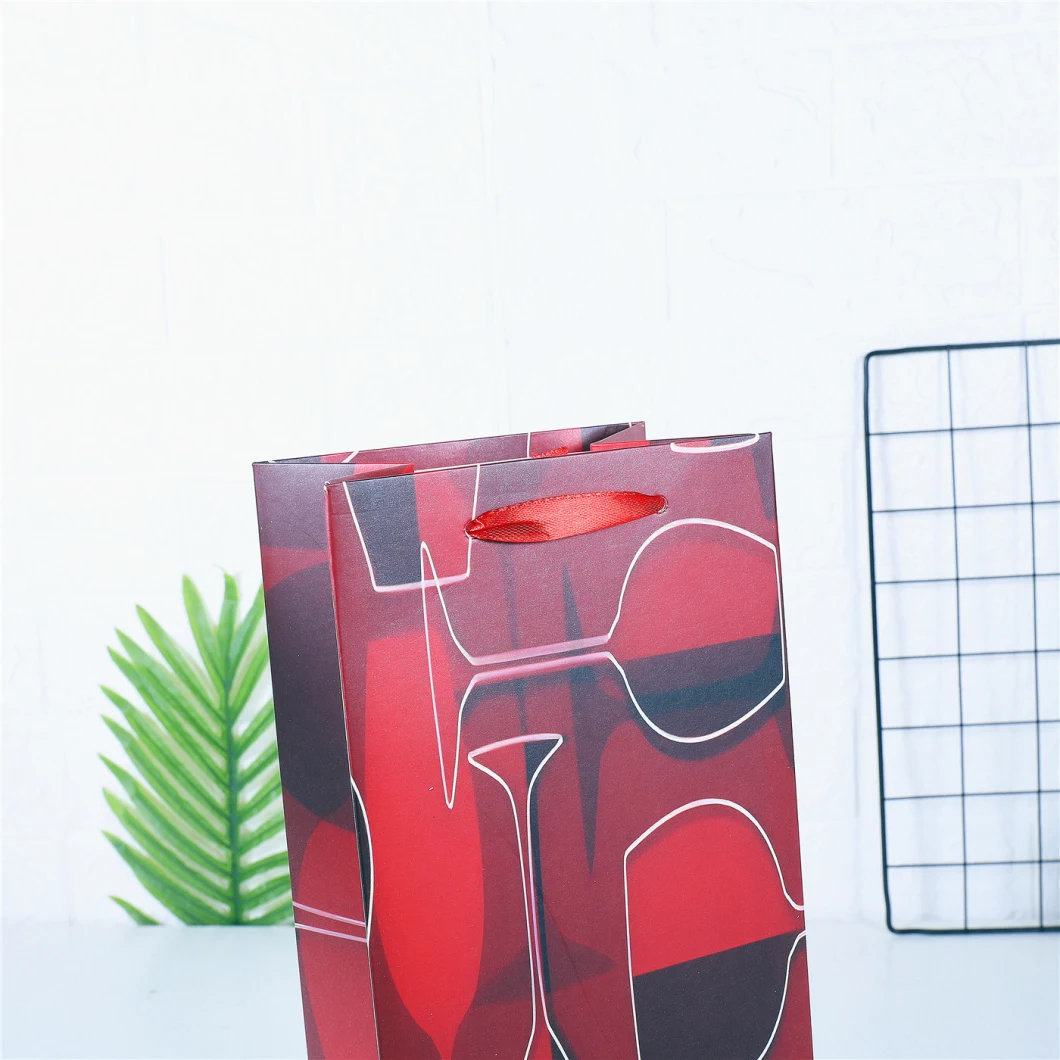 Wholesale Colorful Red Wine and Cup Paper Gift Bag