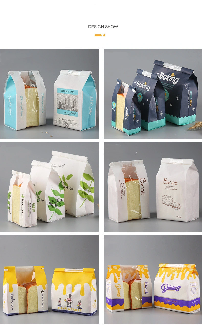 Custom Paper Bread Loaf White Kraft Food Packaging Storage Bakery Toast Greaseproof Paper Sharp Bottom Bag