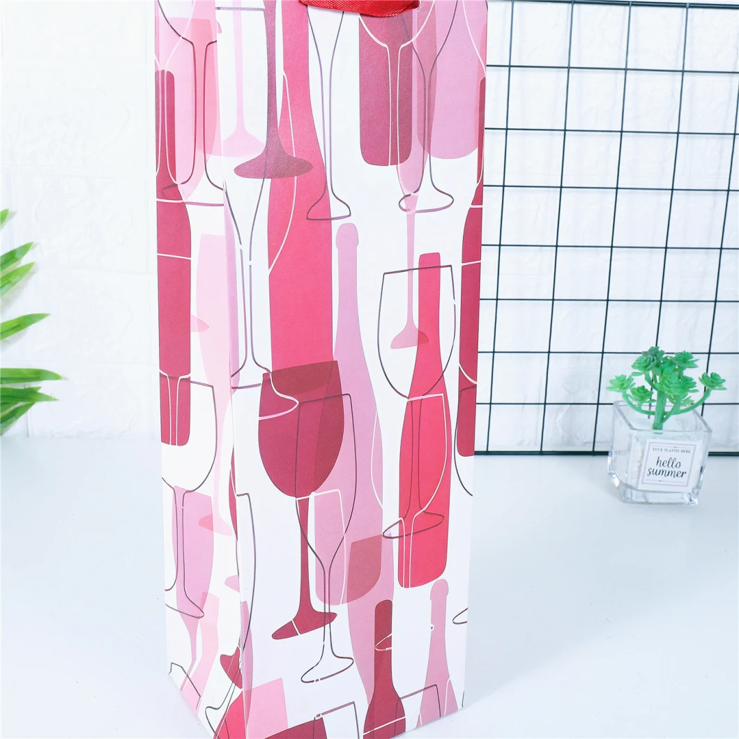 Wholesale Colorful Red Wine and Cup Paper Gift Bag