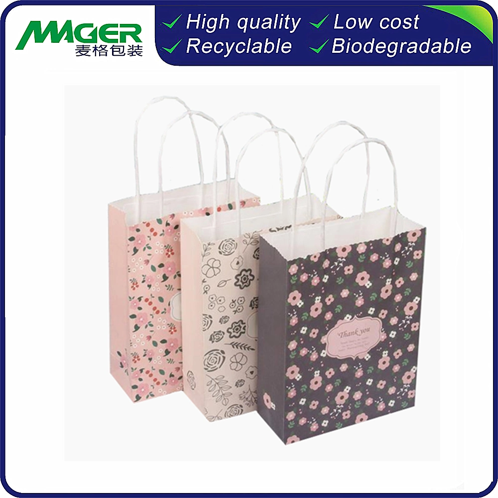 Customized Color Printing White Kraft Paper Bag White Festival Kraft Paper Gift Shopping Bags with Animal for Multifunction Chocolate Candy Dragee