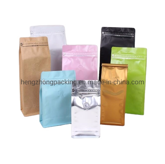 Heat Seal Square Bottom Plastic Biodegradable Zipper Bag with Food Packaging