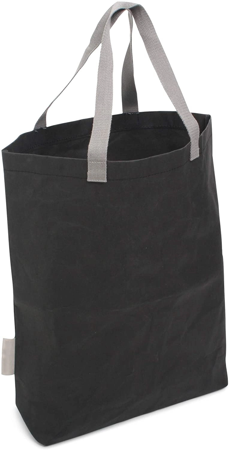 Black Washable Kraft Paper Tote Bag