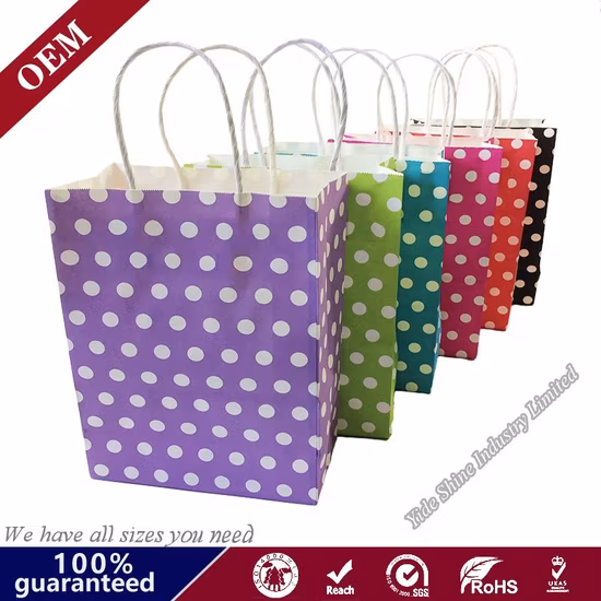 Confezione ecologica per bomboniere, piccoli sacchetti di caramelle per compleanno in carta kraft stampati personalizzati con strisce colorate